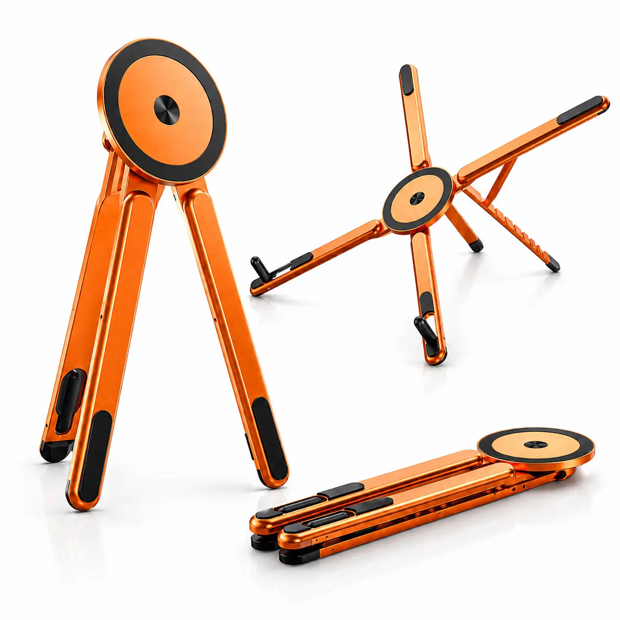 Cosmic Orange folding magnetic device stand shown open and folded #color_Cosmic Orange