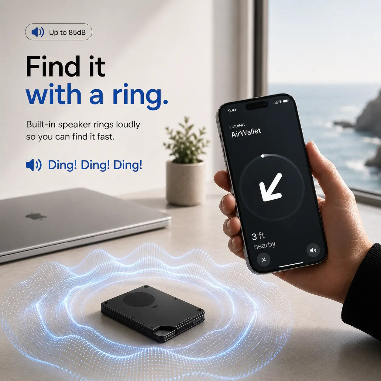 Slim smart wallet holding multiple cards in a compact metal design