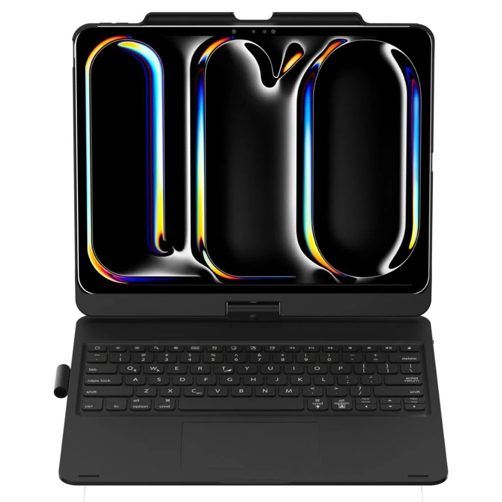 Midnight Black rotating tablet keyboard case shown from a product angle #color_Midnight Black